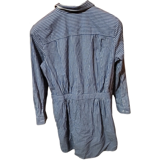 BANANA REPUBLIC Blue White Striped Button Up Shirt Dress Long Sleeve Size 14 - Picture 2 of 7